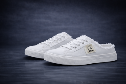 HaloGear™ LunaSlip White Loafers – Breathable Korean-Style Slip-On Flats for Everyday Wear