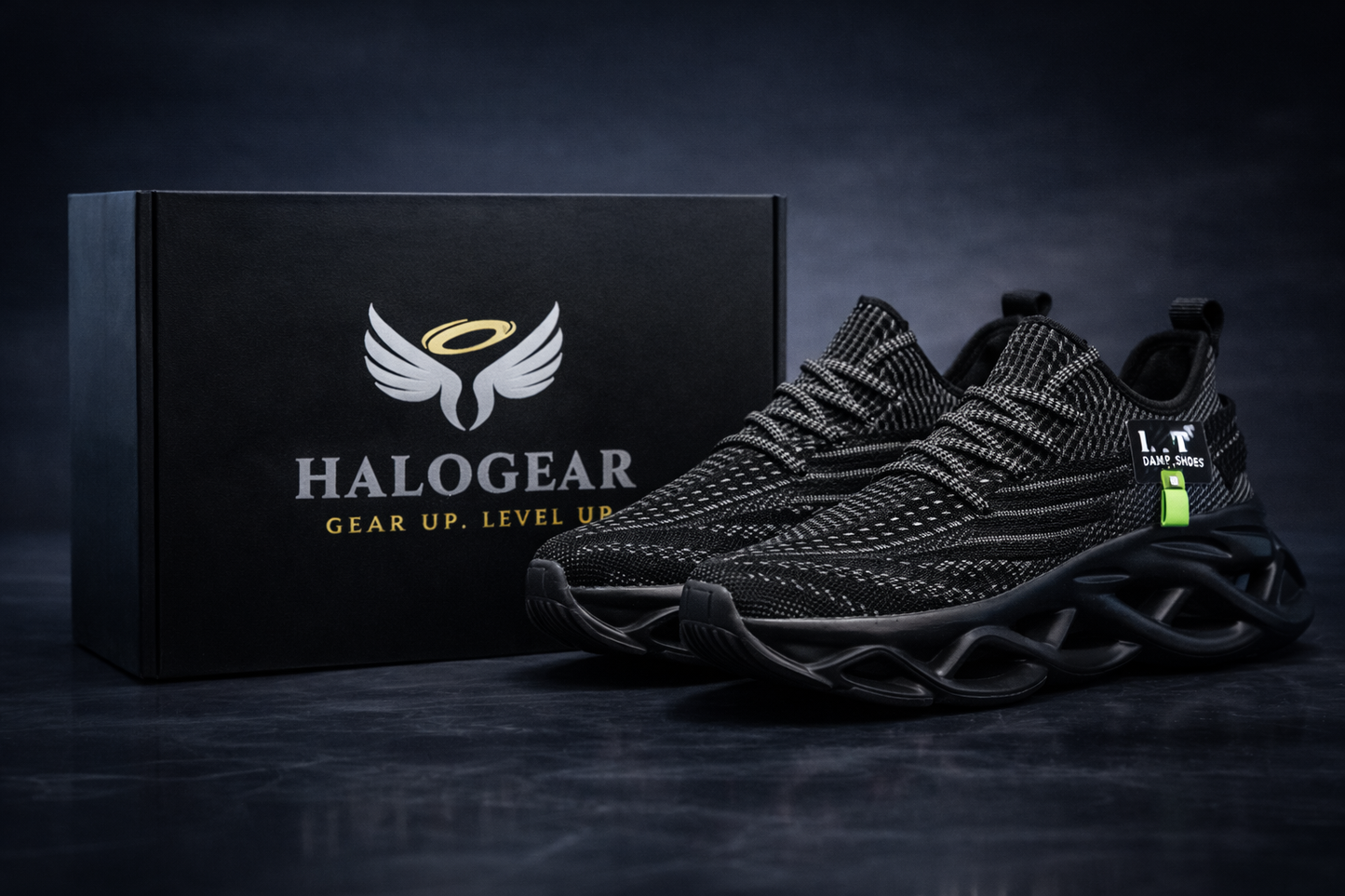 HaloGear™ Men’s Lightweight Stripe Knit Sneakers – Breathable Casual Sports Shoes (Spring/Summer Comfort)
