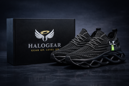 HaloGear™ Men’s Lightweight Stripe Knit Sneakers – Breathable Casual Sports Shoes (Spring/Summer Comfort)
