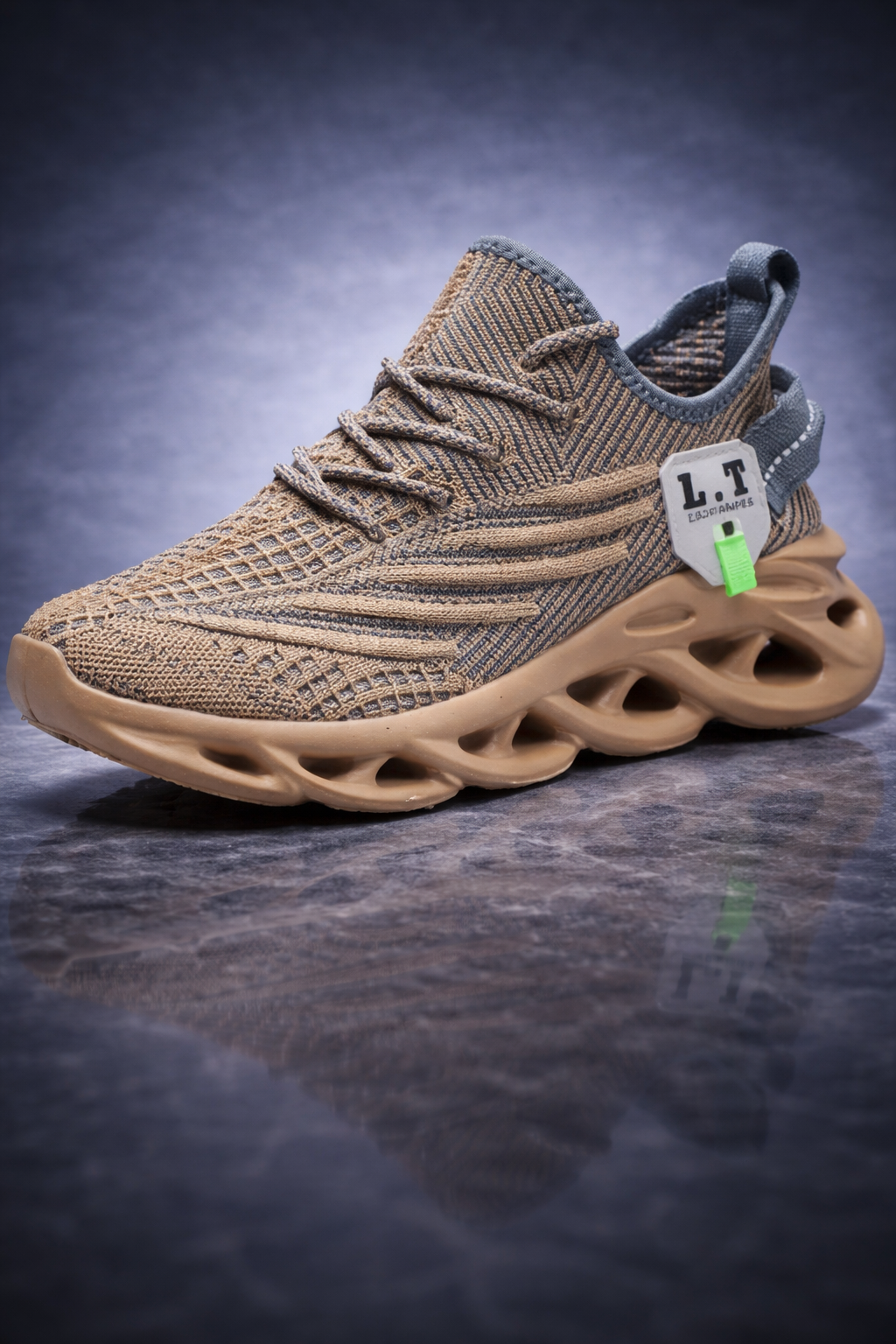 HaloGear™ Men’s Lightweight Stripe Knit Sneakers – Breathable Casual Sports Shoes (Spring/Summer Comfort)