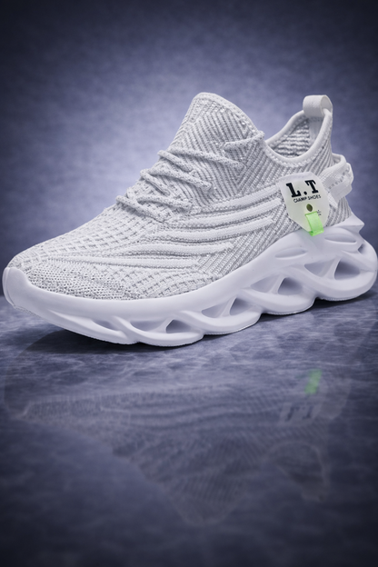 HaloGear™ Men’s Lightweight Stripe Knit Sneakers – Breathable Casual Sports Shoes (Spring/Summer Comfort)